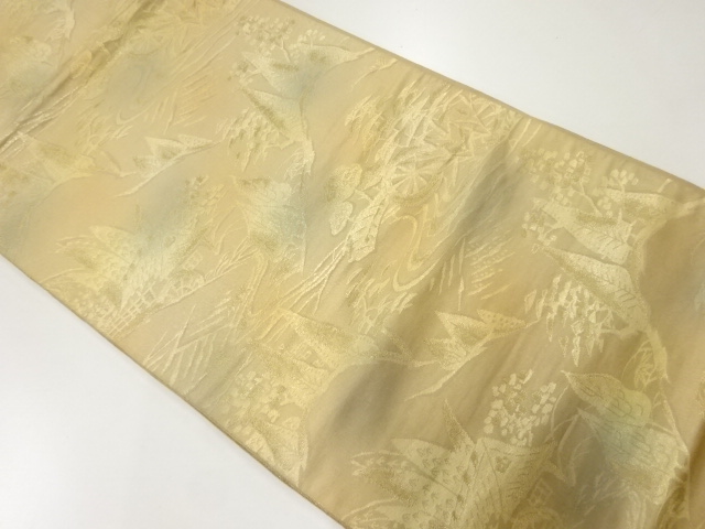 JAPANESE KIMONO / ANTIQUE FUKURO OBI / SILK / WOVEN STREAM & TREE